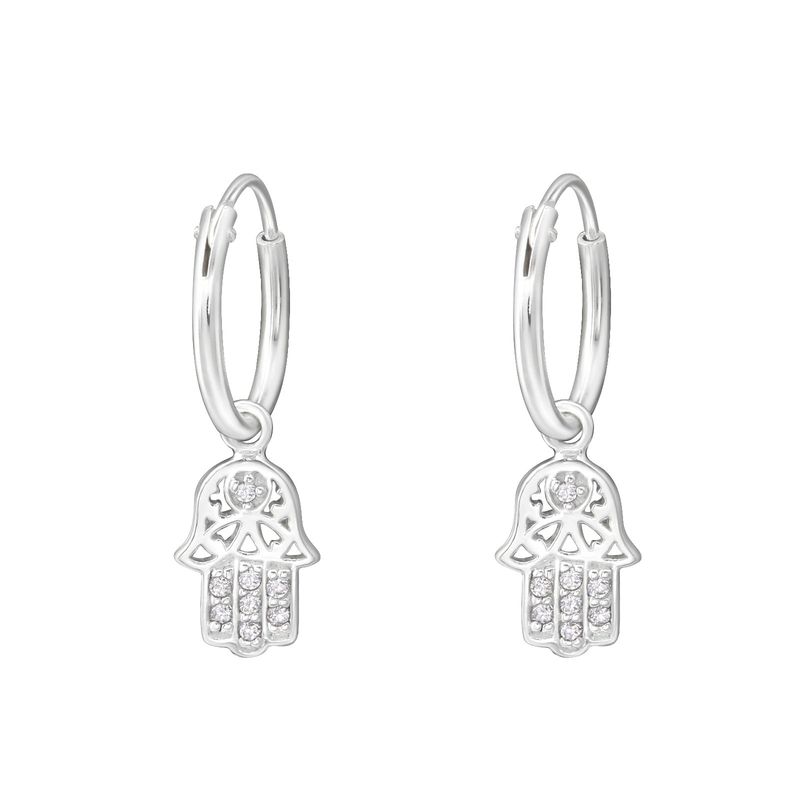 GENERICO - Argollas Mujer Plata 925 con mano de Fatima