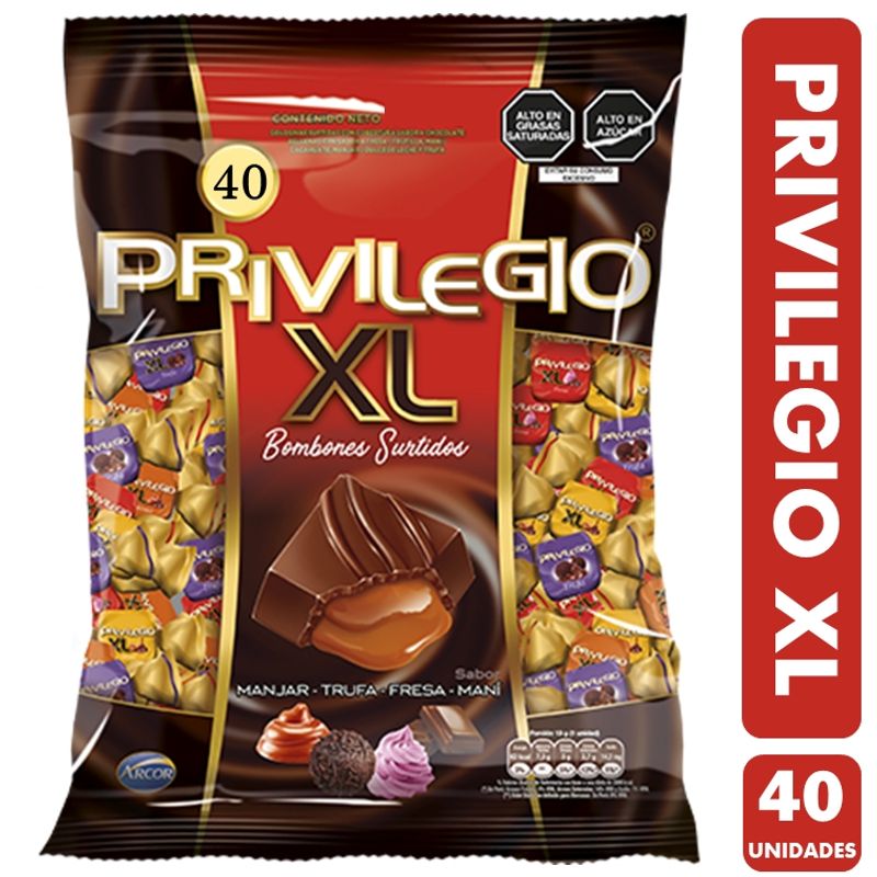ARCOR - Bombones Privilegio Xl, Chocolate Relleno (bolsa Con 40 Uni)