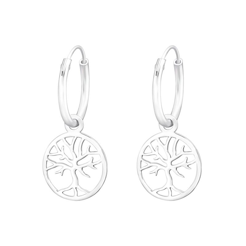GENERICO - Aros Argollas  Plata 925 árbol de la vida
