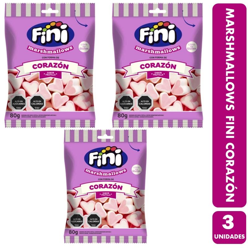 FINI - Pack De Gomitas Fini Marshmallows Corazón (pack 3 Unidades)