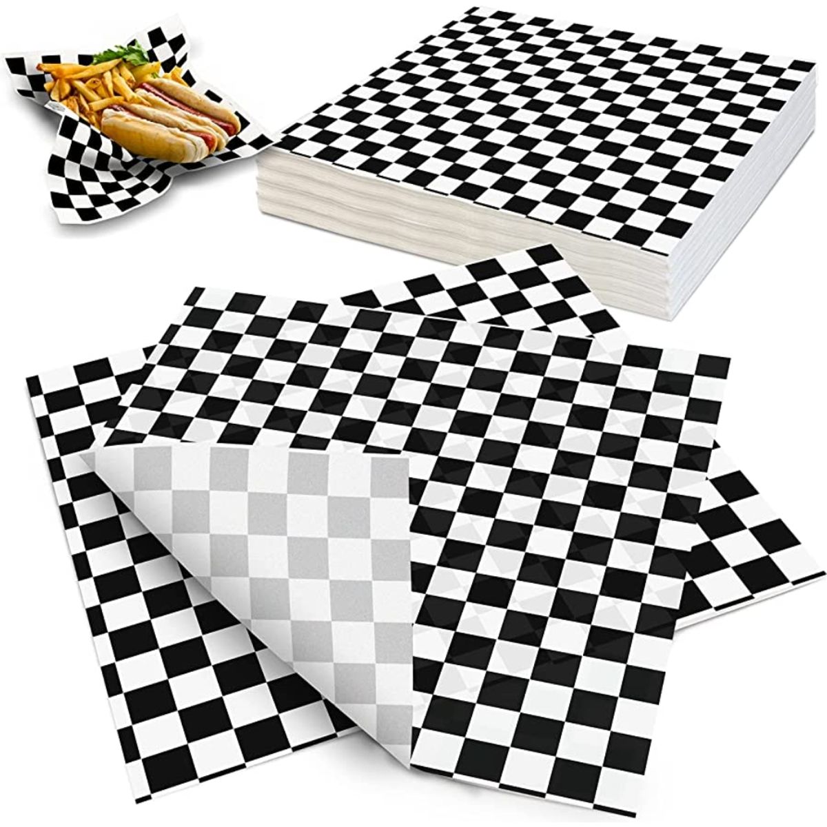 GENERICO - Papel Antigrasa Cuadros Negros 33x33cm 1 X 100 hojas