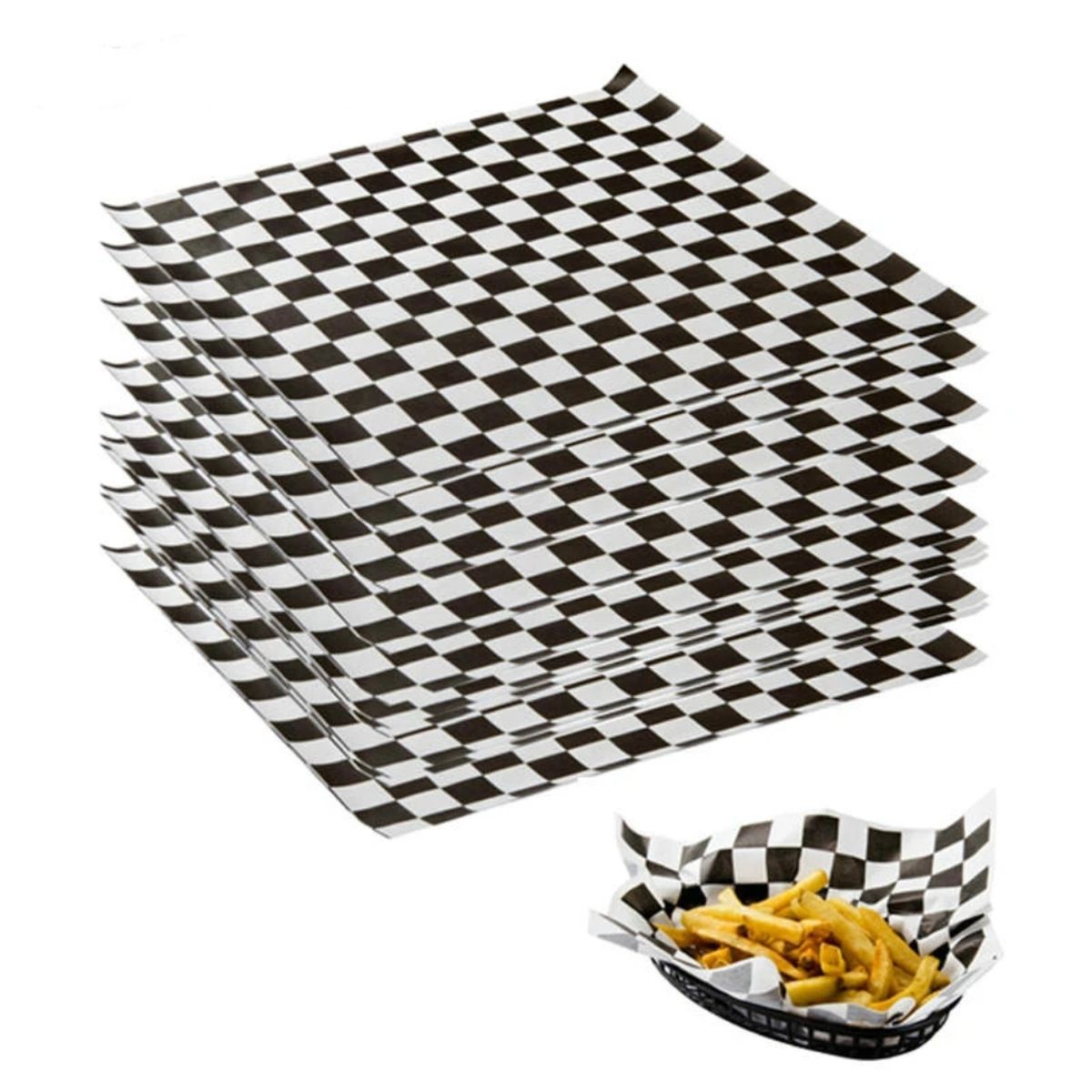 GENERICO - Papel Antigrasa Cuadros Negros 33x33cm 1 X 100 hojas