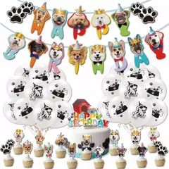 GENERICO - Set Decoración Perritos Cumpleaños Feliz Cupcakes