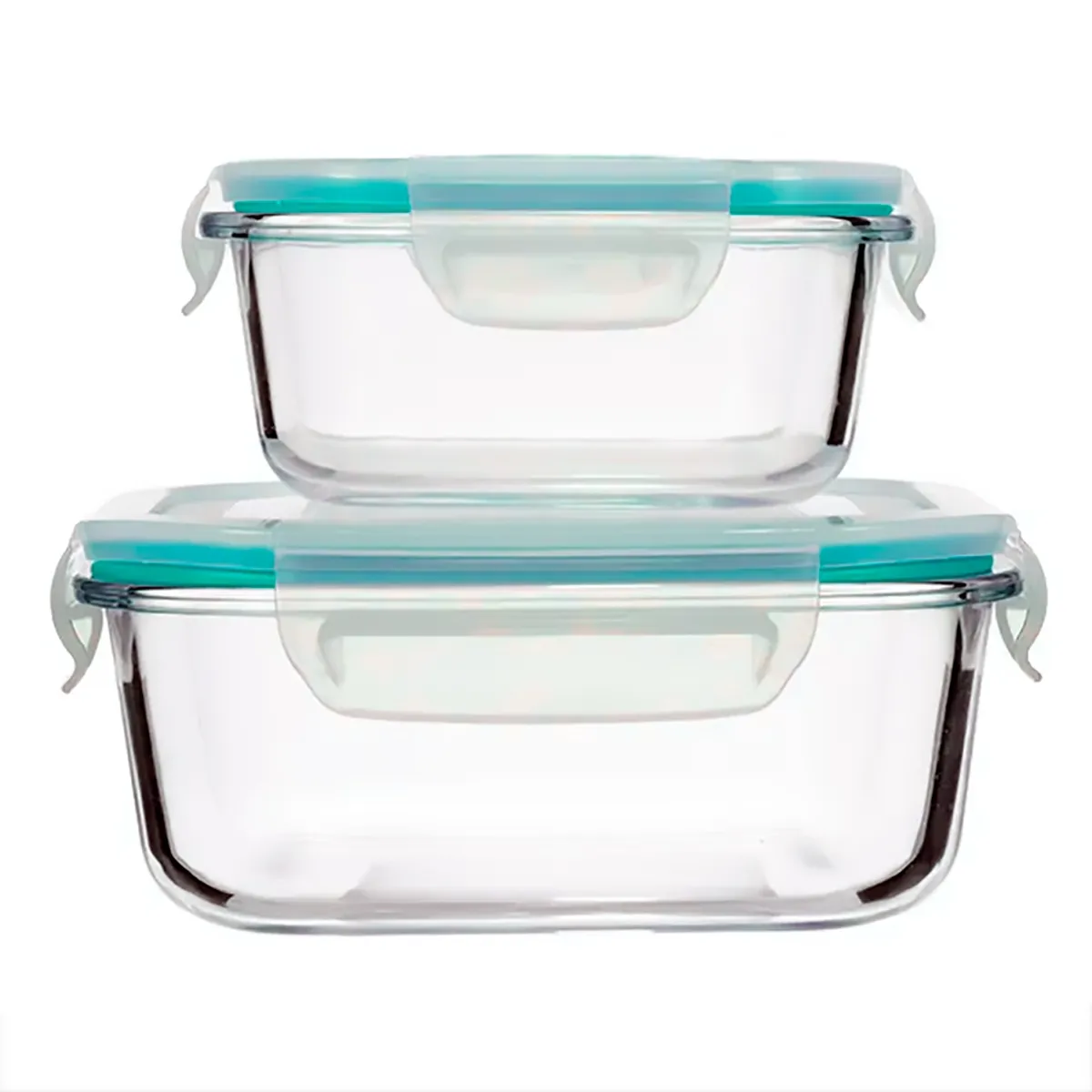 ALLEGRA - Tupper Hermetico Vidrio Para Refrigerador Comida Set X 2