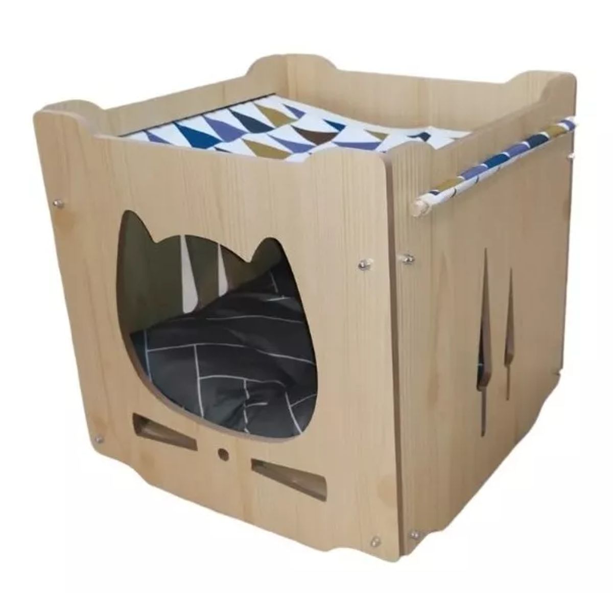 GENERICO - Casa De Madera Para Gatos Con Hamaca Y Cojín Acolchado