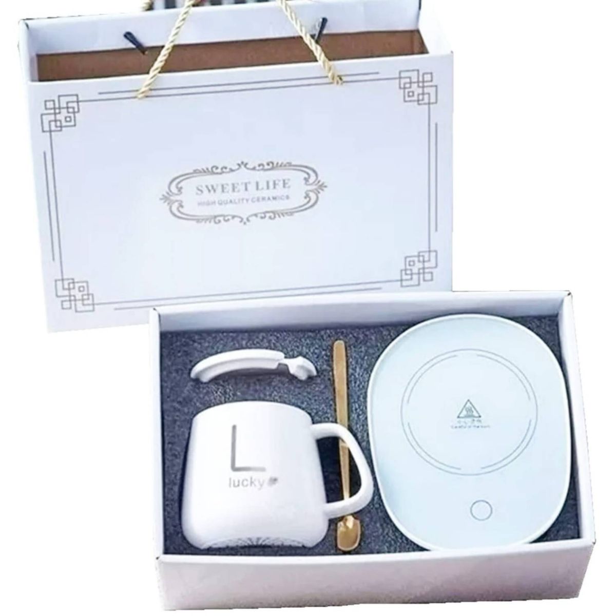 GENERICO - Taza con Calentador Eléctrico Café Te Leche - Blanco