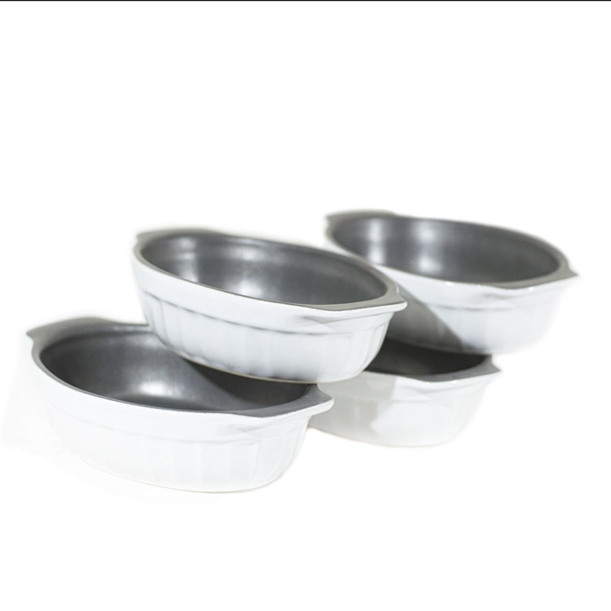 GENERICO - Set 4 Fuente de Cerámica p/horno tipo Gres - OVAL  22x14 Grafito