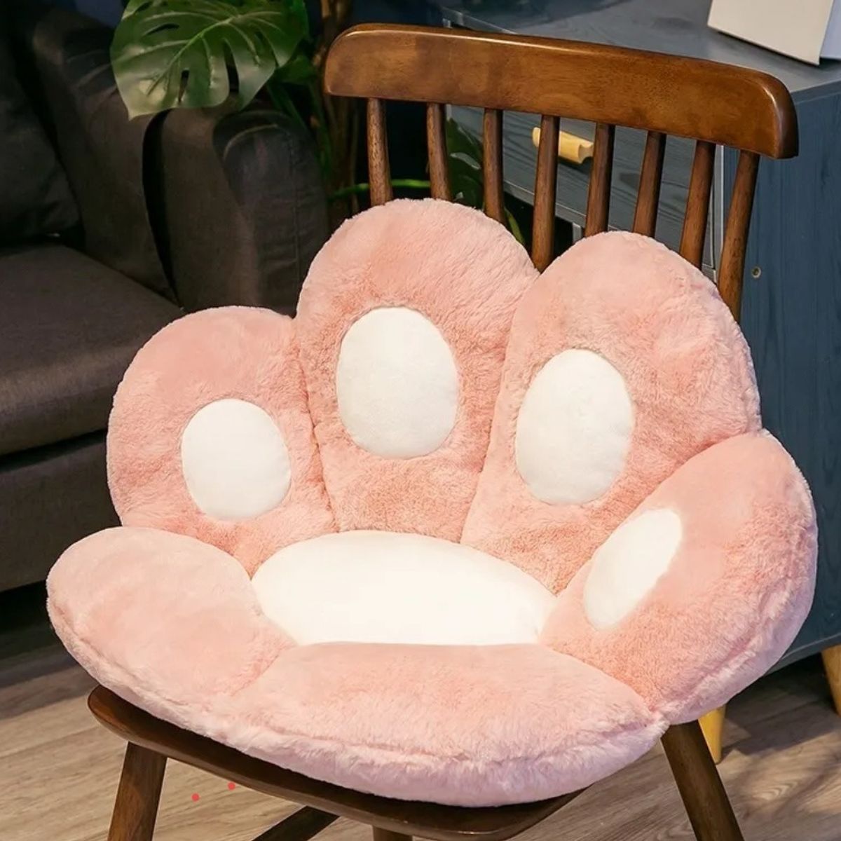 GENERICO - Cojín Para Silla Asiento Peluche Garrita Gato Mueble ROSA