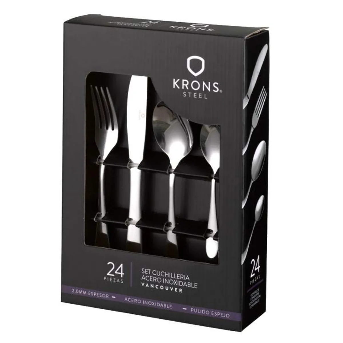 GENERICO - Set Cubiertos Vancouver Carnes Acero Inoxidable 24 Piezas