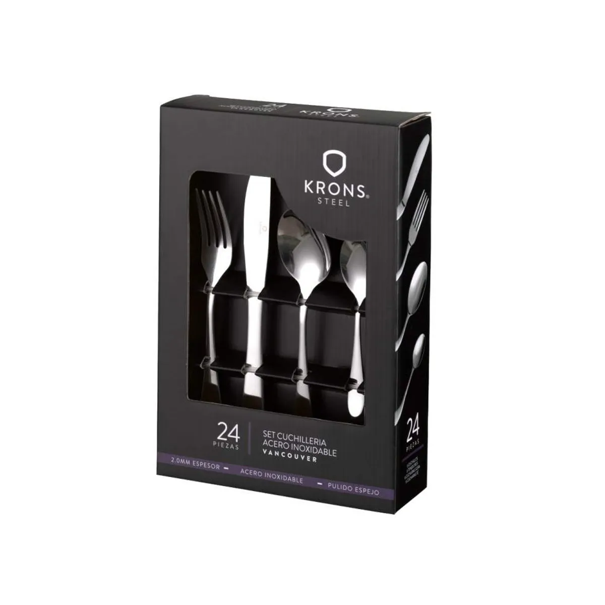 GENERICO - Set Cubiertos Vancouver Carnes Acero Inoxidable 24 Piezas