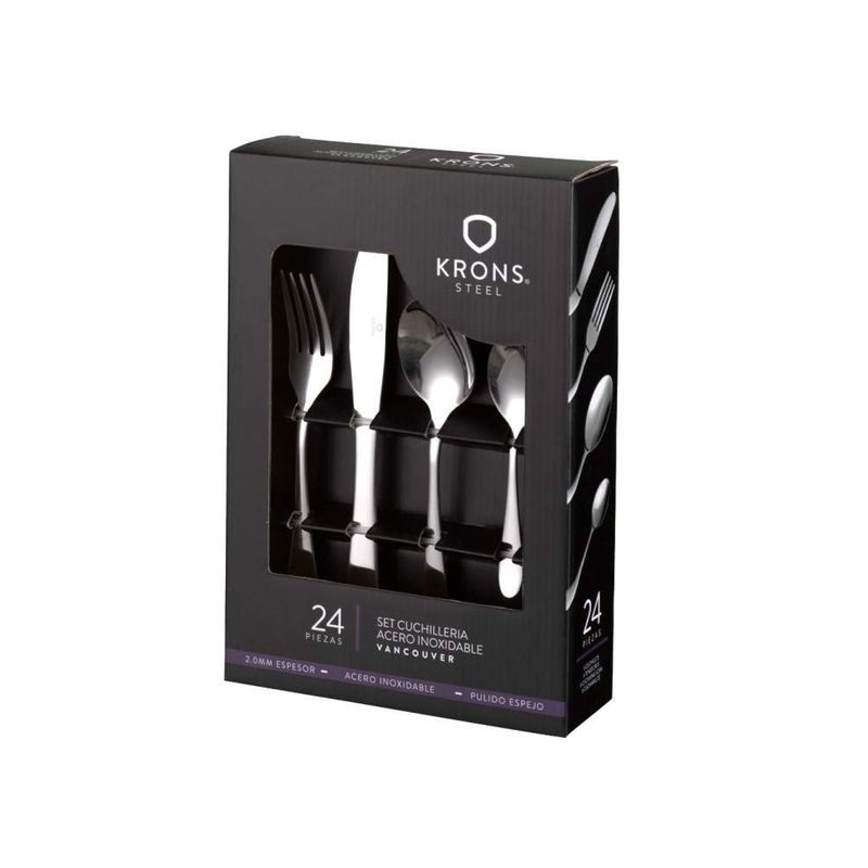 GENERICO - Set Cubiertos Vancouver Carnes Acero Inoxidable 24 Piezas