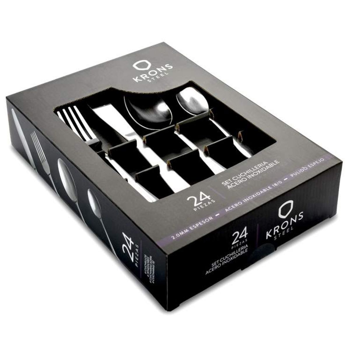 GENERICO - Set Cubiertos Vancouver Carnes Acero Inoxidable 24 Piezas