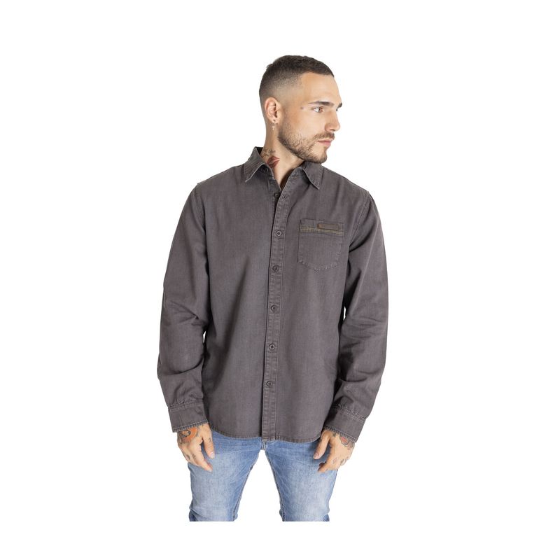 CAT - Camisa Manga Larga Hombre Foundation L/S Denim Gris CAT