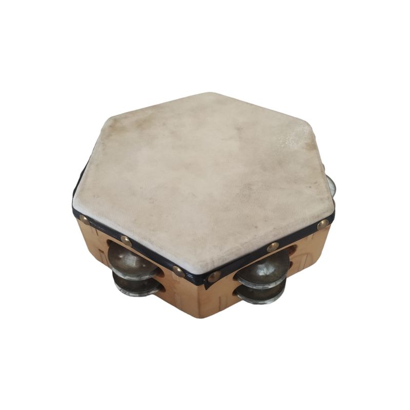 CASTELLON - Pandero Cuequero Hexagonal 8" Castellon Negro.