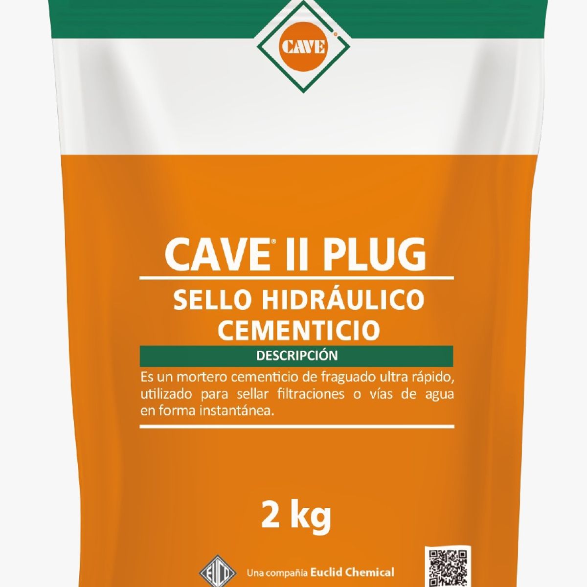 Cave II plug - Sello Hidráulico de fraguado rápido, Doypack 2 Kg, marca CAVE - Foto Principal