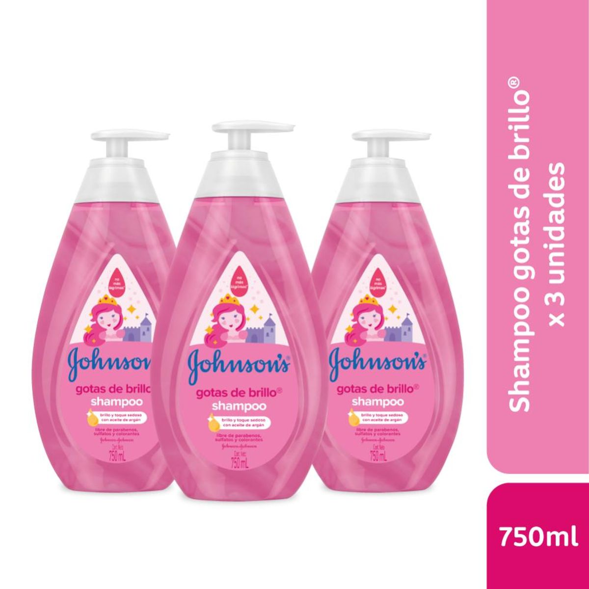 JOHNSON AND JOHNSON - Pack Shampoo Para Niños Johnson's® Gotas De Brillo 750 Ml X3 JOHNSON AND JOHNSON