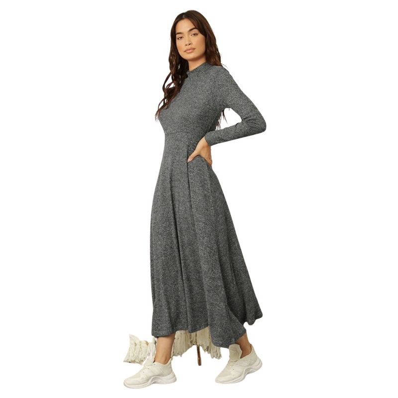 GENERICO - VESTIDO LARGO ACAMPANADO MANGA LARGA OTOÑO INVIERNO MODELO I041