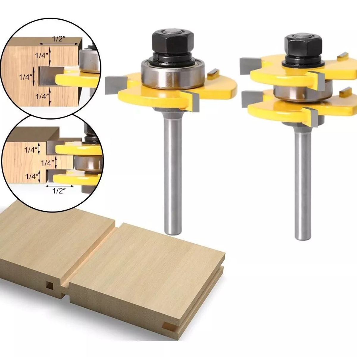 GENERICO - Fresa Madera Ensamble O Machihembrado vástago ¼