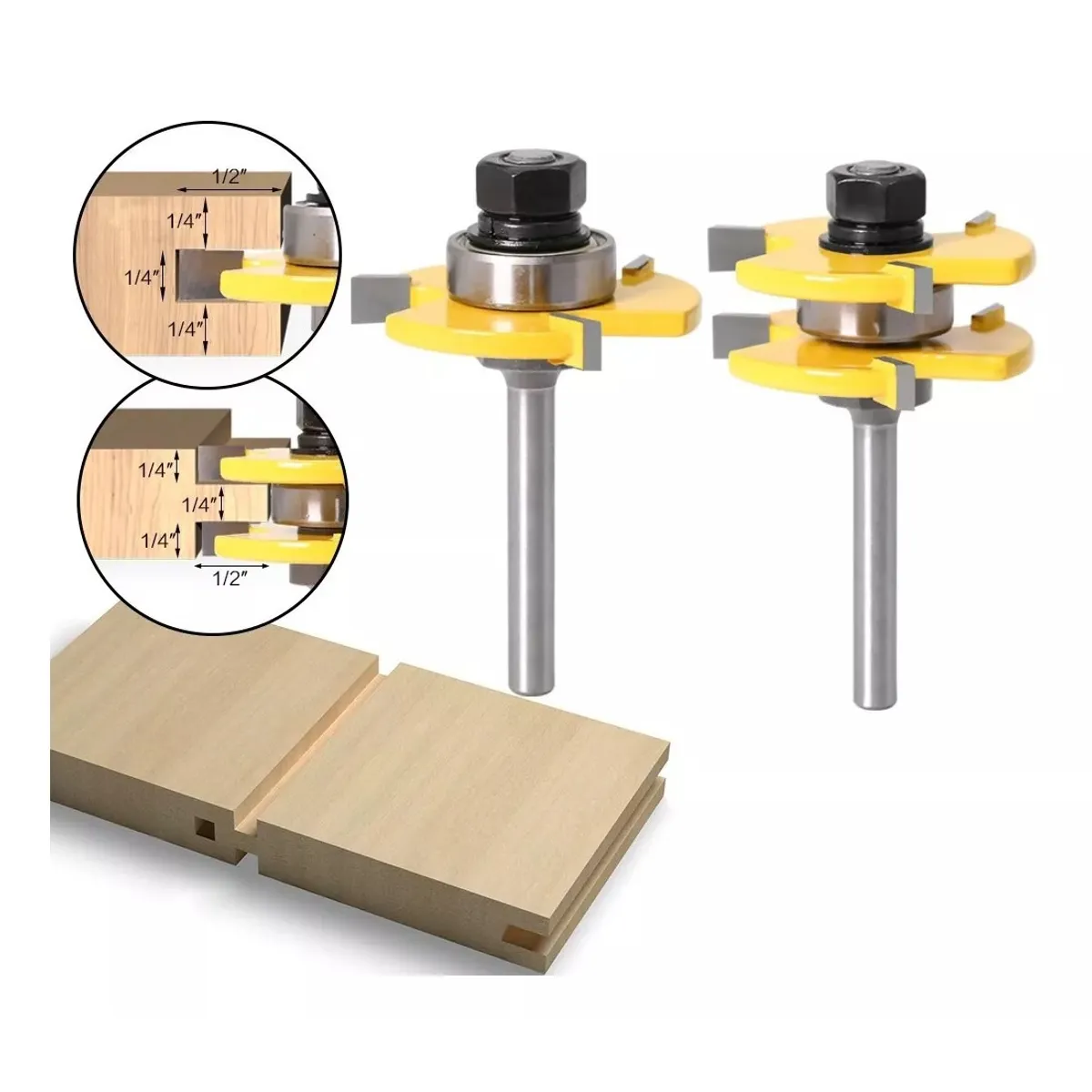 GENERICO - Fresa Madera Ensamble O Machihembrado vástago ¼