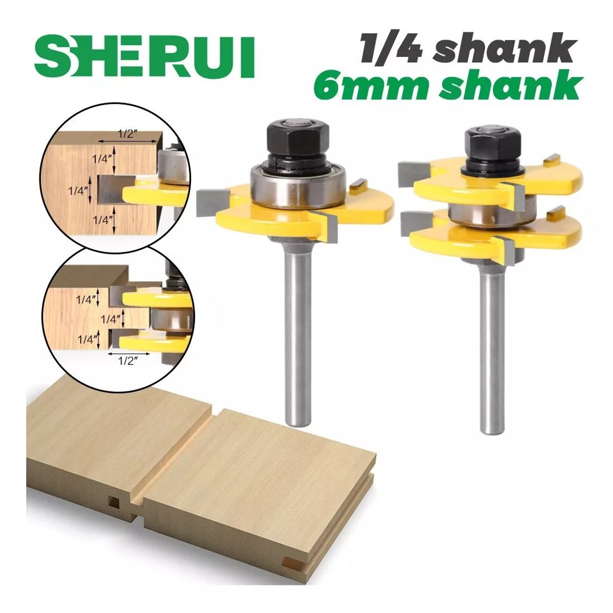 GENERICO - Fresa Madera Ensamble O Machihembrado vástago ¼