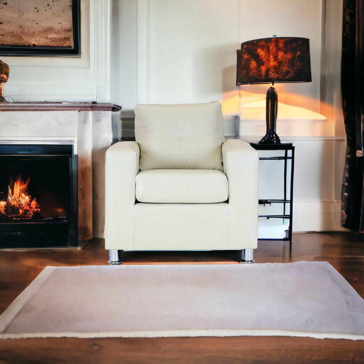 MUEBLES AMERICA - Sofá George 1 Cuerpo Cuero Sintético Beige