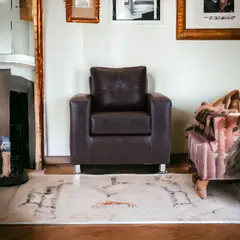 MUEBLES AMERICA - Sofá George 1 Cuerpo Cuero Sintético Café