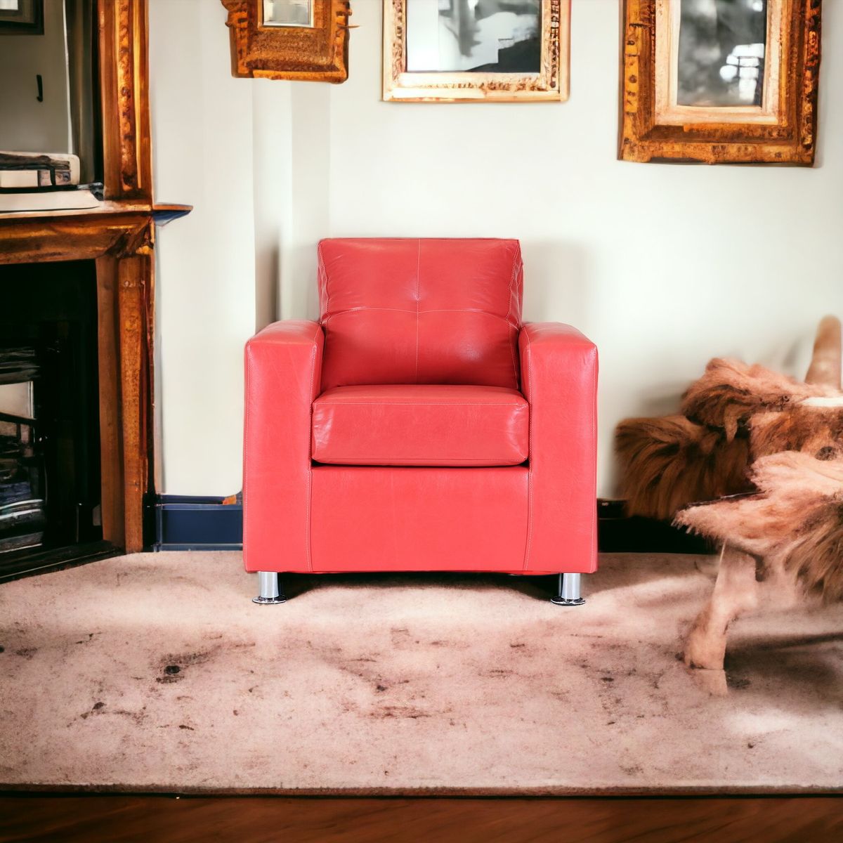 MUEBLES AMERICA - Sofá George 1 Cuerpo Cuero Sintético Rojo