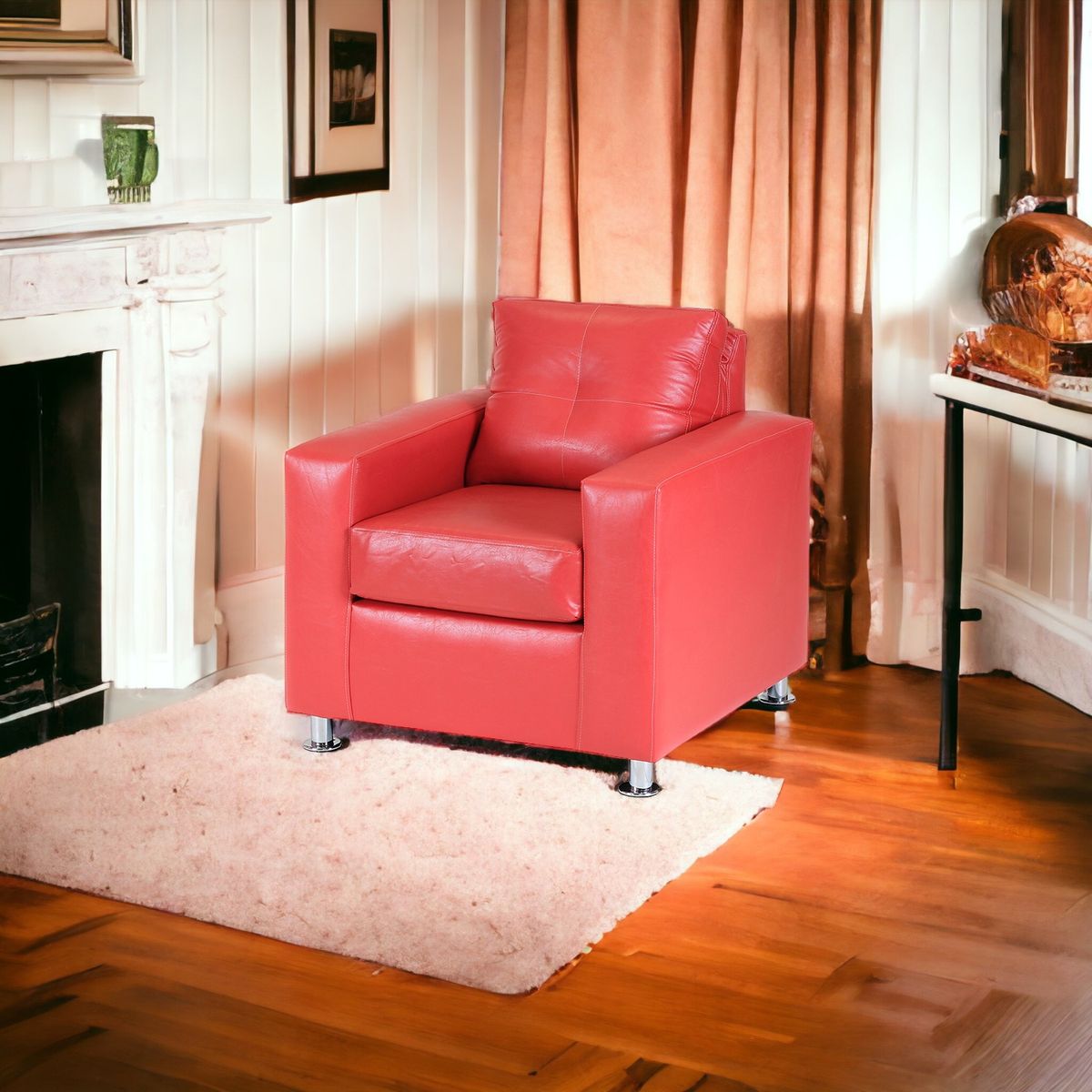 MUEBLES AMERICA - Sofá George 1 Cuerpo Cuero Sintético Rojo