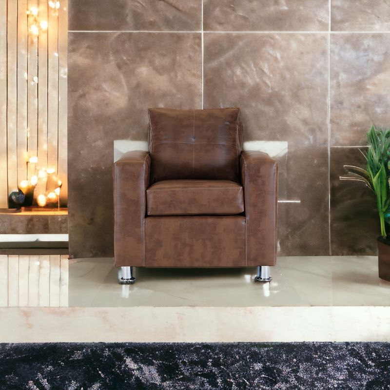 MUEBLES AMERICA - Sofá George 1 Cuerpo Cuero Sintético Caramelo