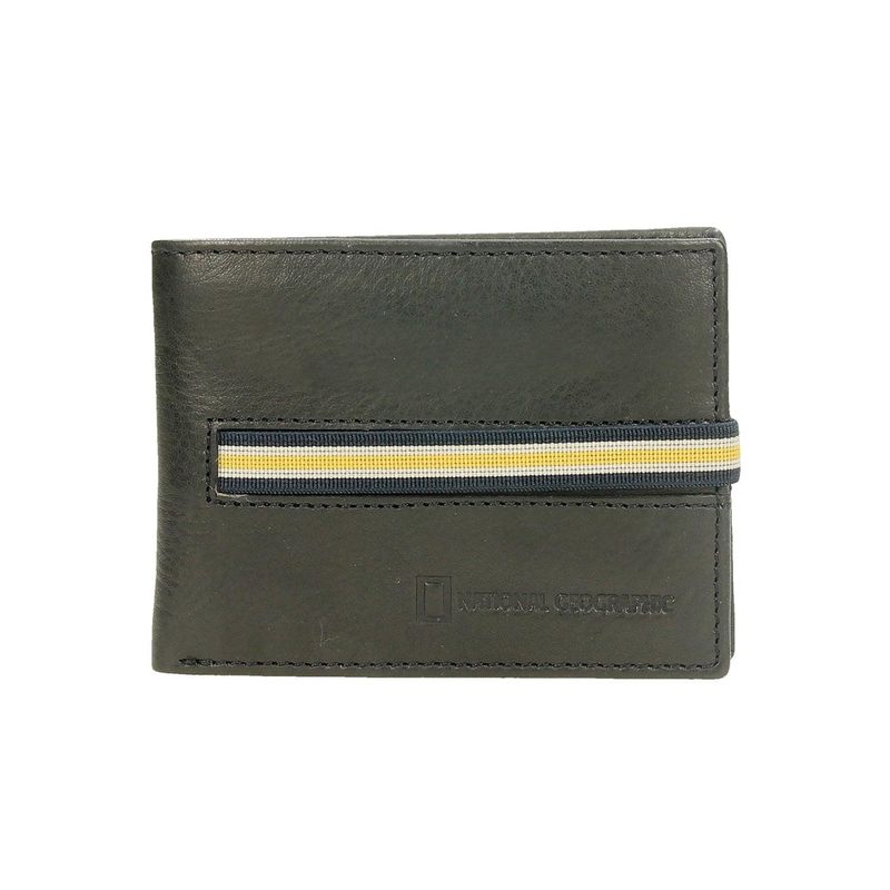 NATIONAL GEOGRAPHIC - BILLETERA CUERO NATGEO SUNSET MINI NEGRO CELASTICO AMARILLO