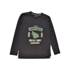 PILLIN - Polera Manga Larga Niño Gris oscuro