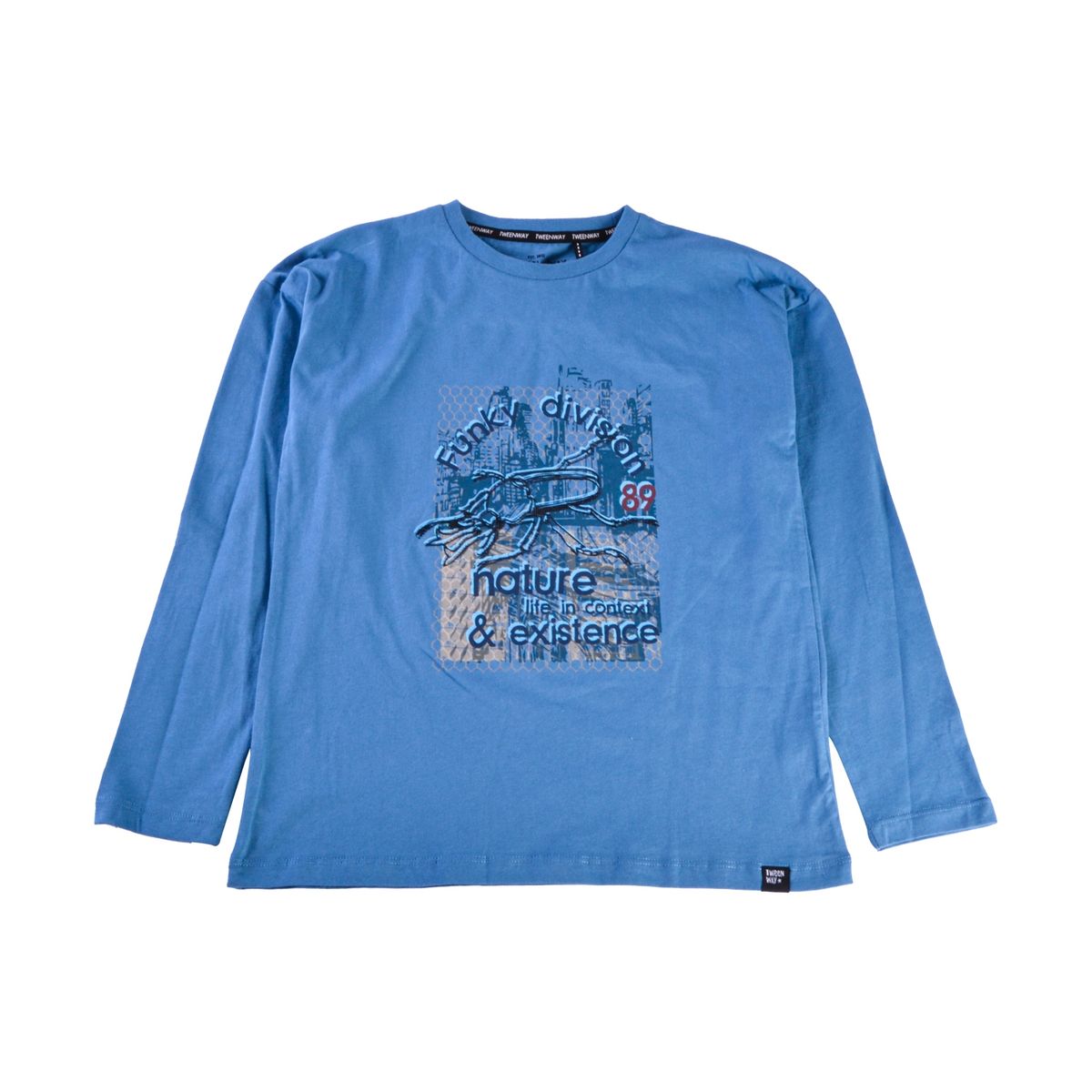 PILLIN - Polera Manga Larga Niño Denim Pillin - Azul