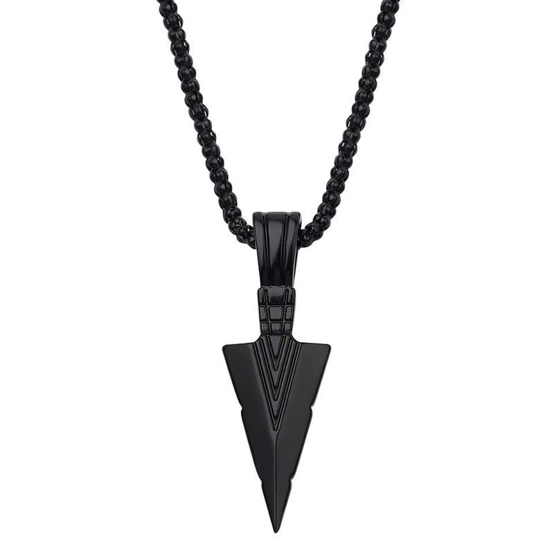 MERCADO CBF - Collar Negro Con Punta De Flecha  Negro Y Con Estilo Rockero