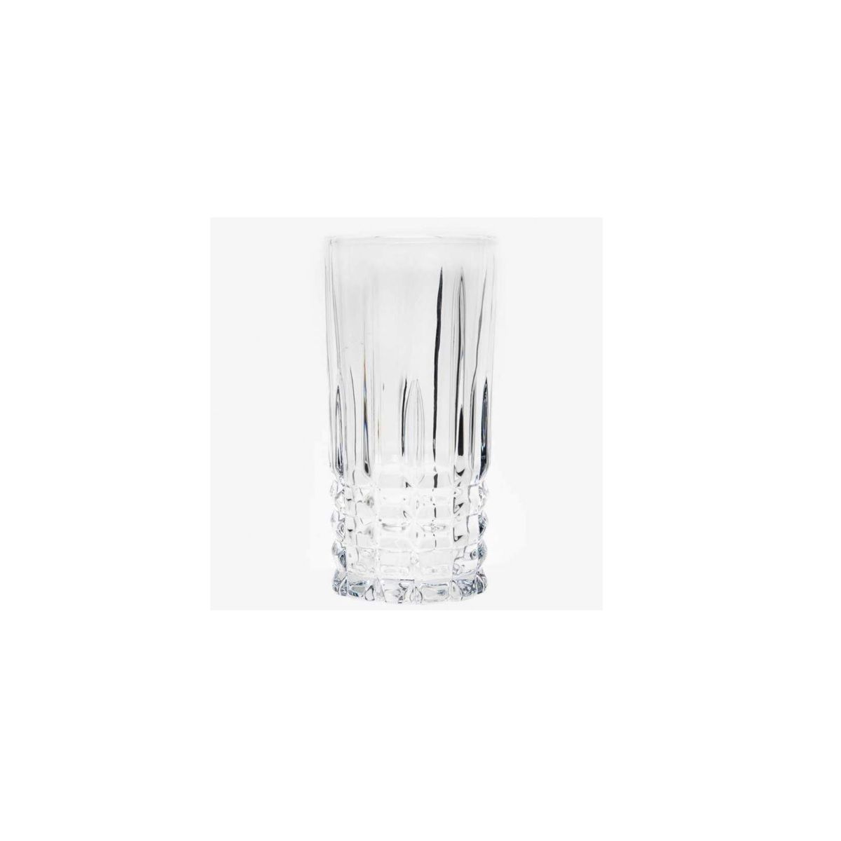 ALLEGRA - Set 6 Vasos Altos Premium Vidrio Grueso Tallado 380ml