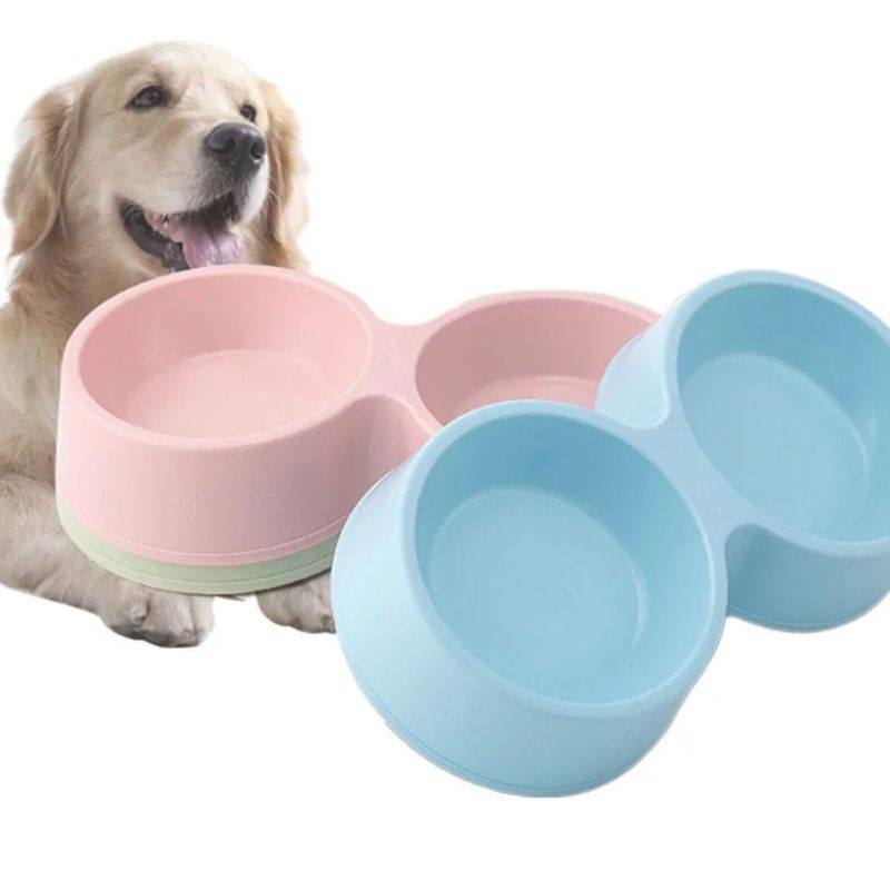 GENERICO - Plato de comida para mascotas doble 2814555 cm colores