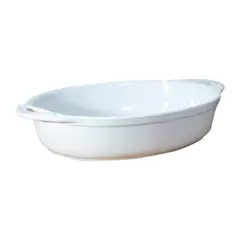 GENERICO - Fuente de Cerámica phorno tipo Gres - OVAL 32x21 Blanco