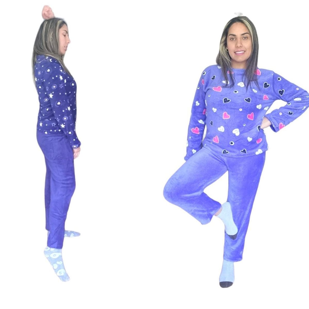 AGW - Pijama Mujer Largo Polar Invierno Diseños Variados