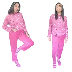 AGW - Pijama Mujer Largo Polar Invierno Diseños Variados