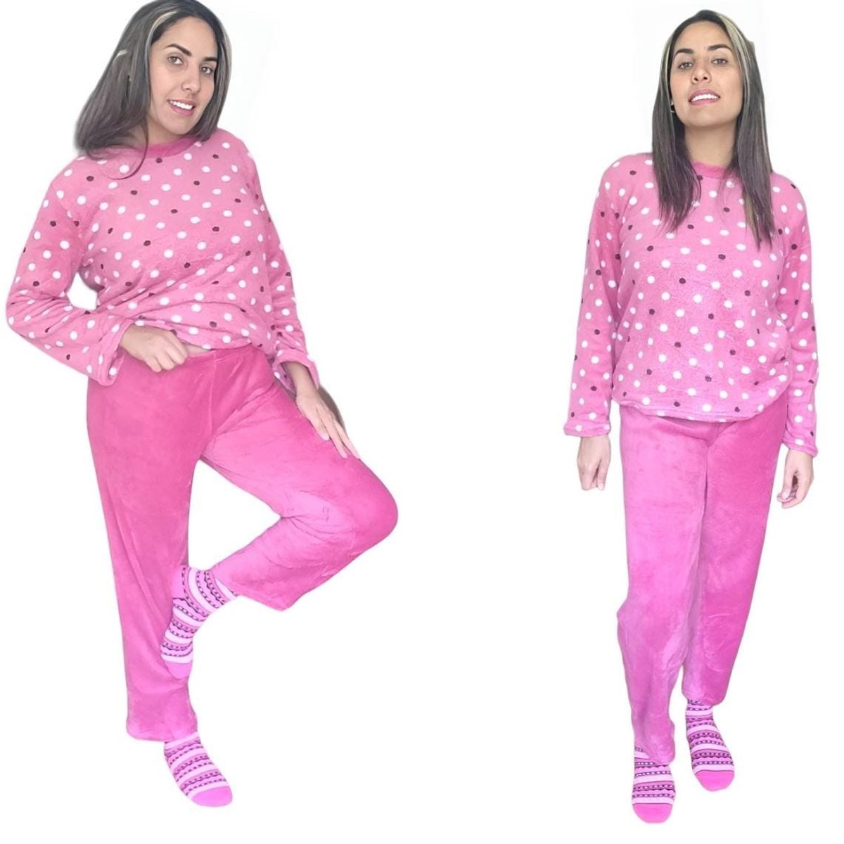 AGW - Pijama Mujer Largo Polar Invierno Diseños Variados