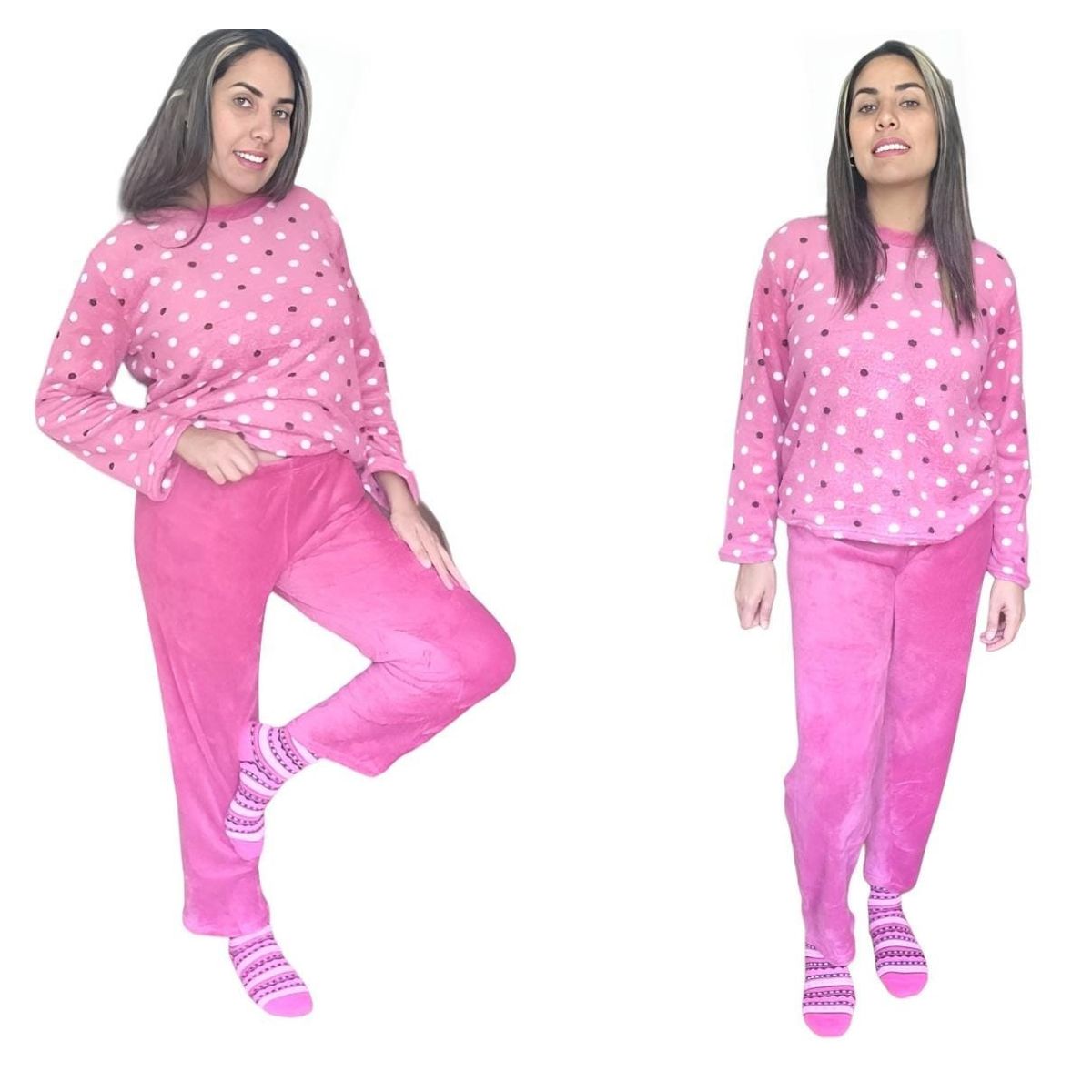 AGW - Pijama Mujer Largo Polar Invierno Diseños Variados
