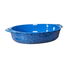 GENERICO - Fuente de Cerámica p/horno tipo Gres - OVAL 32x21 Azul Jsp