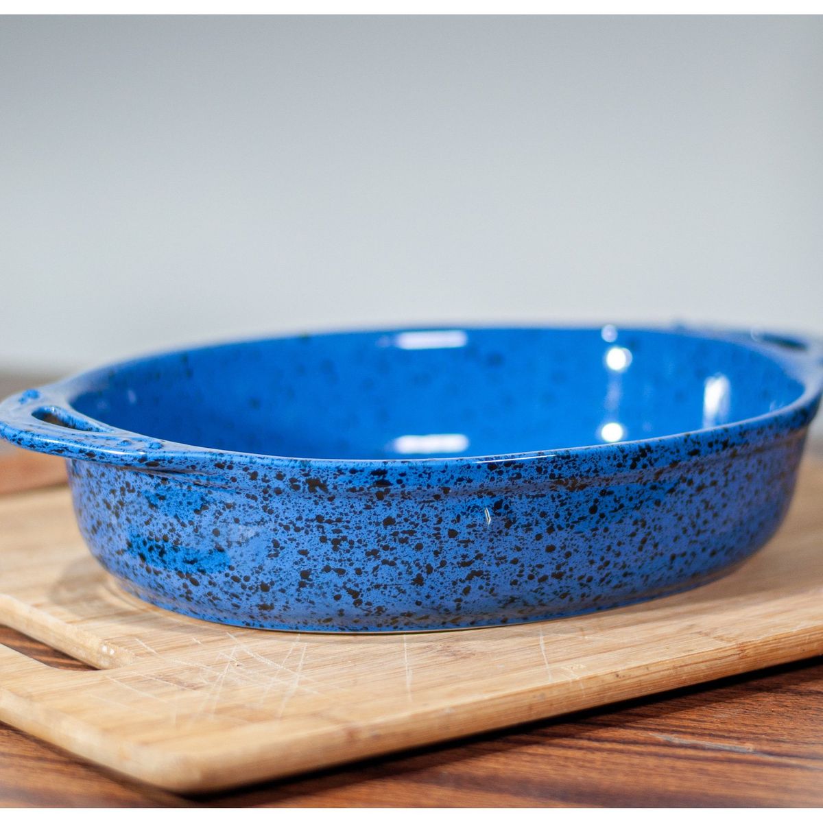 GENERICO - Fuente de Cerámica p/horno tipo Gres - OVAL  32x21 Azul Jsp