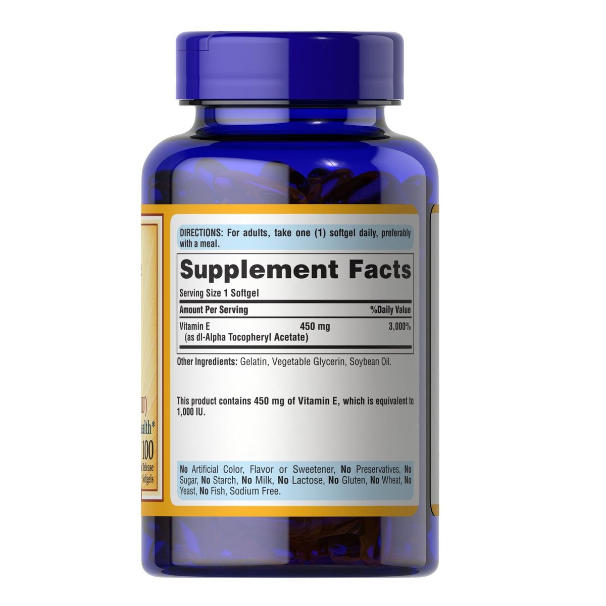 PURITANS PRIDE - Vitamina E 1000ui 450mg 100 Capsulas Blandas