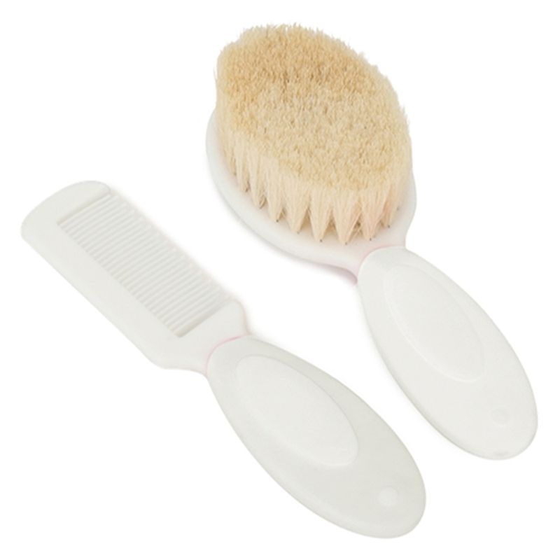 PUMUCKI - Set De Cepillo Y Peine Natural Orgánico Blanco Pumucki