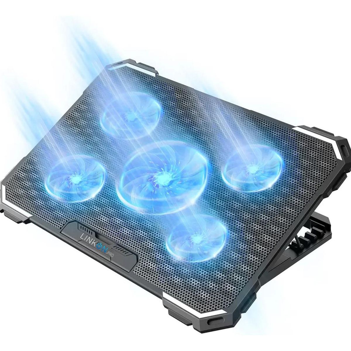 LINKON - Base Cooler 5 Ventiladores Enfriador Notebook Luz 2 USB