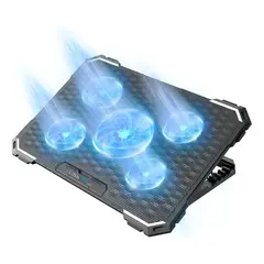 LINKON - Base Cooler 5 Ventiladores Enfriador Notebook Luz 2 USB