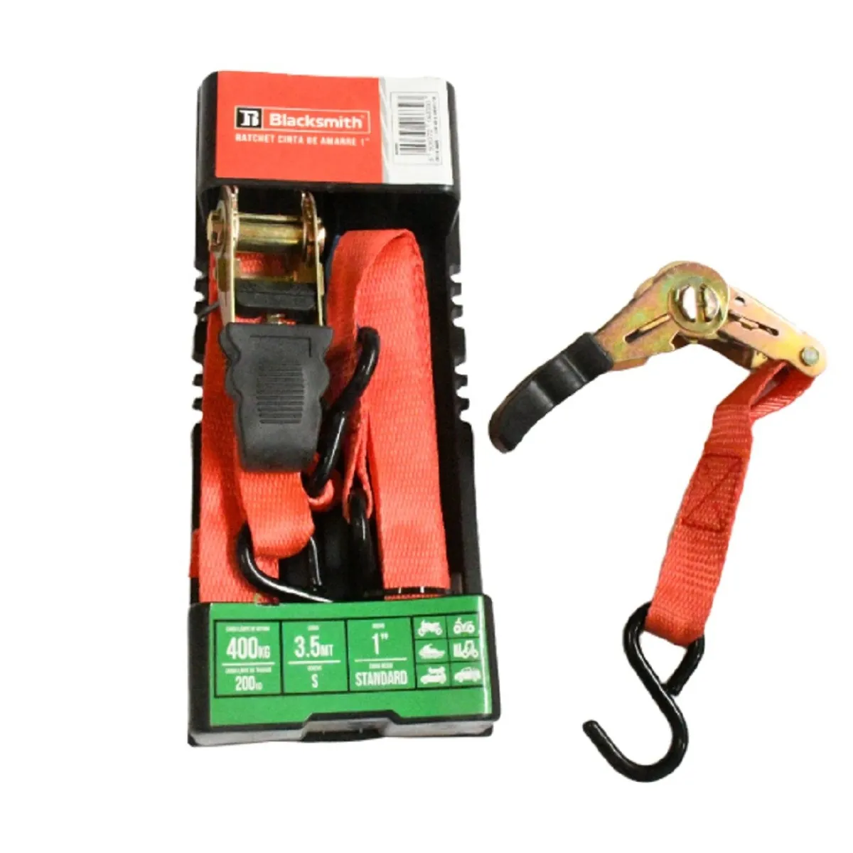 BLACKSMITH - Set 2 Un. Eslinga 3,5 Mts, Carga Máxima 400 Kg. Con Rachet