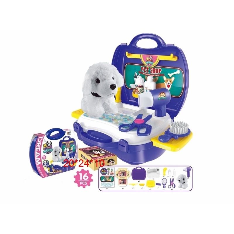 GENERICO - Maletin Juguete Pet Store Peluche Perrito 16 Accesorios