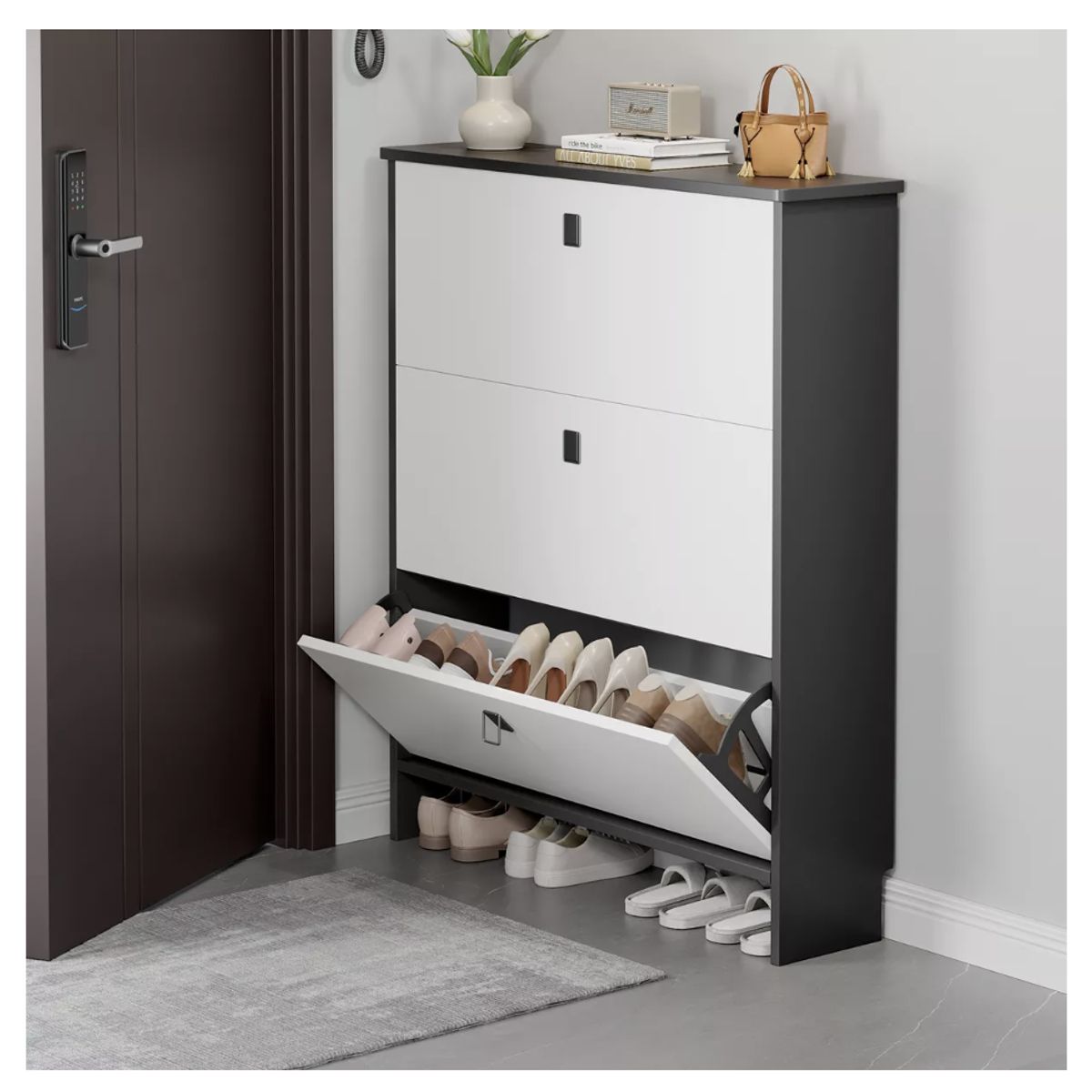 HOMER DESIGN - Estante organizador Zapatero Gris y Blanco 110x100x17cm 20230212…