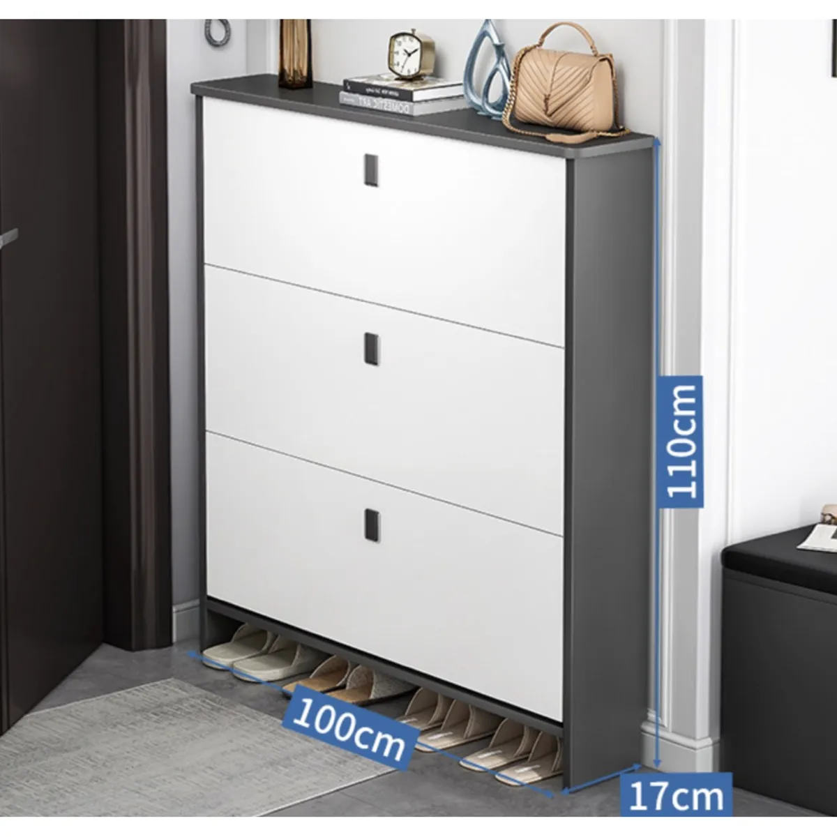 HOMER DESIGN - Estante organizador Zapatero Gris y Blanco 110x100x17cm 20230212…